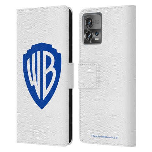 Warner Bros. Shield Logo White Leather Book Wallet Case Cover For Motorola Moto Edge 30 Fusion
