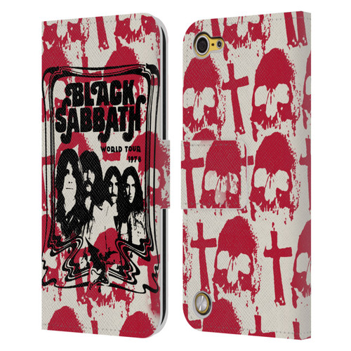 Black Sabbath Key Art Skull Cross World Tour Leather Book Wallet Case Cover For Apple iPod Touch 5G 5th Gen