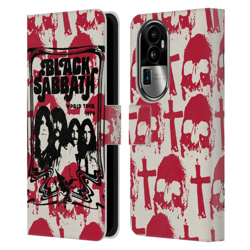 Black Sabbath Key Art Skull Cross World Tour Leather Book Wallet Case Cover For OPPO Reno10 Pro+