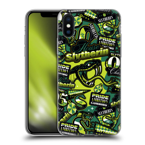 Harry Potter Badge Up House Slytherin Soft Gel Case for Apple iPhone X / iPhone XS