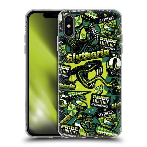 Harry Potter Badge Up House Slytherin Soft Gel Case for Apple iPhone XS Max