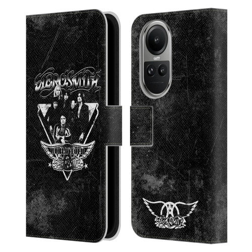 Aerosmith Black And White World Tour Leather Book Wallet Case Cover For OPPO Reno10 5G / Reno10 Pro 5G