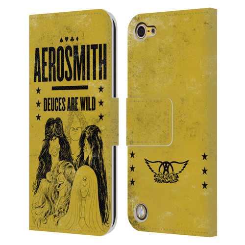 Aerosmith Classics Deuces Are Wild Leather Book Wallet Case Cover For Apple iPod Touch 5G 5th Gen