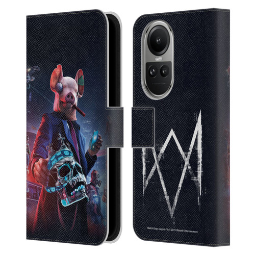 Watch Dogs Legion Artworks Winston Skull Leather Book Wallet Case Cover For OPPO Reno10 5G / Reno10 Pro 5G
