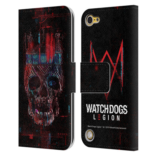 Watch Dogs Legion Key Art Skull Glitch Leather Book Wallet Case Cover For Apple iPod Touch 5G 5th Gen