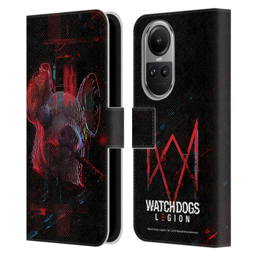 Watch Dogs Legion Key Art Pig Head Glitch Leather Book Wallet Case Cover For OPPO Reno10 5G / Reno10 Pro 5G