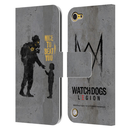 Watch Dogs Legion Street Art Nice To Beat You Leather Book Wallet Case Cover For Apple iPod Touch 5G 5th Gen