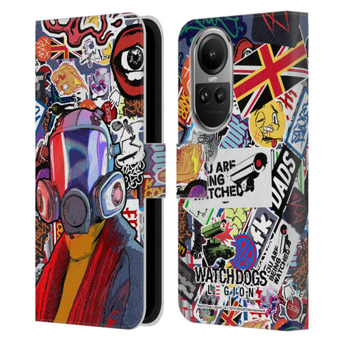 Watch Dogs Legion Street Art Granny Stickerbomb Leather Book Wallet Case Cover For OPPO Reno10 5G / Reno10 Pro 5G