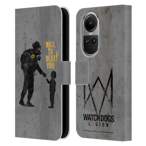 Watch Dogs Legion Street Art Nice To Beat You Leather Book Wallet Case Cover For OPPO Reno10 5G / Reno10 Pro 5G