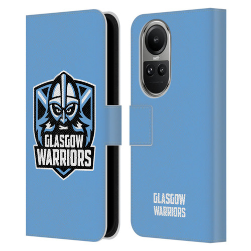 Glasgow Warriors Logo Plain Blue Leather Book Wallet Case Cover For OPPO Reno10 5G / Reno10 Pro 5G