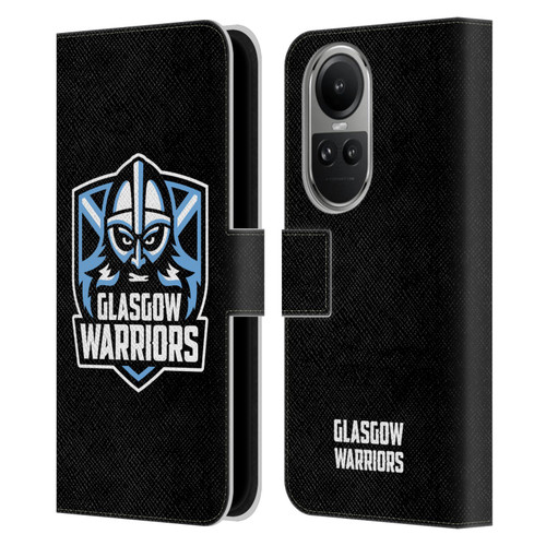 Glasgow Warriors Logo Plain Black Leather Book Wallet Case Cover For OPPO Reno10 5G / Reno10 Pro 5G