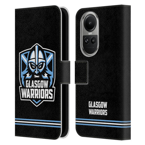 Glasgow Warriors Logo Stripes Black Leather Book Wallet Case Cover For OPPO Reno10 5G / Reno10 Pro 5G
