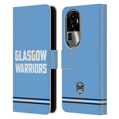Glasgow Warriors Logo Text Type Blue Leather Book Wallet Case Cover For OPPO Reno10 Pro+