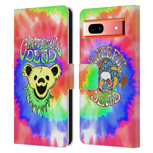 Grateful Dead Trends Bear Tie Dye Leather Book Wallet Case Cover For Google Pixel 7a