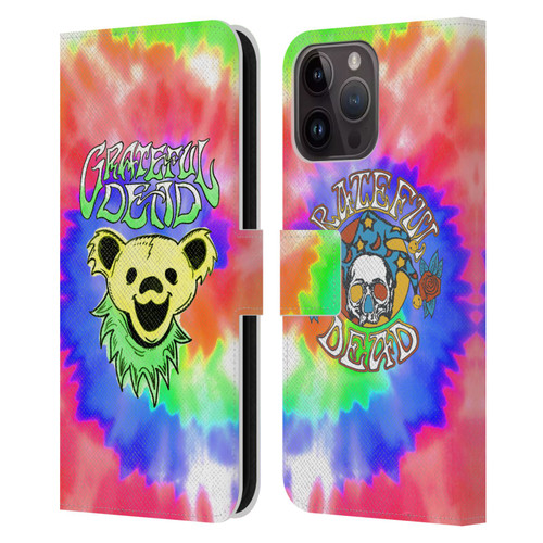 Grateful Dead Trends Bear Tie Dye Leather Book Wallet Case Cover For Apple iPhone 15 Pro Max