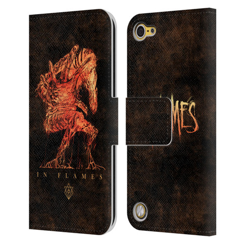 In Flames Metal Grunge Creature Leather Book Wallet Case Cover For Apple iPod Touch 5G 5th Gen