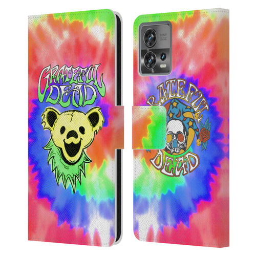 Grateful Dead Trends Bear Tie Dye Leather Book Wallet Case Cover For Motorola Moto Edge 30 Fusion