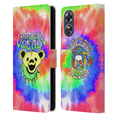 Grateful Dead Trends Bear Tie Dye Leather Book Wallet Case Cover For OPPO A17