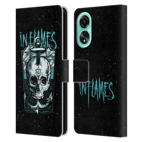 In Flames Metal Grunge Anchor Skull Leather Book Wallet Case Cover For OPPO A78 4G