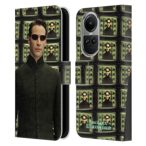 The Matrix Reloaded Key Art Neo 2 Leather Book Wallet Case Cover For OPPO Reno10 5G / Reno10 Pro 5G