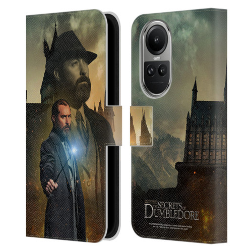 Fantastic Beasts: Secrets of Dumbledore Character Art Albus Dumbledore Leather Book Wallet Case Cover For OPPO Reno10 5G / Reno10 Pro 5G