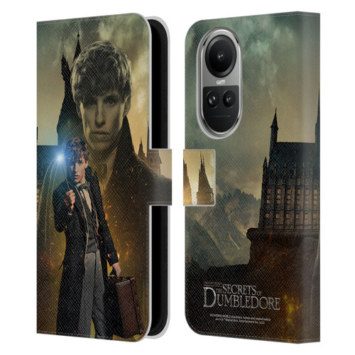 Fantastic Beasts: Secrets of Dumbledore Character Art Newt Scamander Leather Book Wallet Case Cover For OPPO Reno10 5G / Reno10 Pro 5G