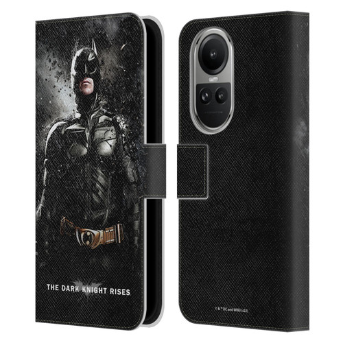 The Dark Knight Rises Key Art Batman Rain Poster Leather Book Wallet Case Cover For OPPO Reno10 5G / Reno10 Pro 5G