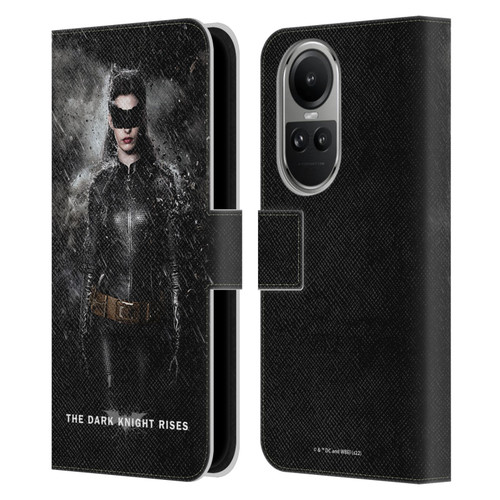 The Dark Knight Rises Key Art Catwoman Rain Poster Leather Book Wallet Case Cover For OPPO Reno10 5G / Reno10 Pro 5G