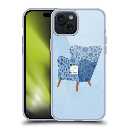 Planet Cat Arm Chair Cornflower Chair Cat Soft Gel Case for Apple iPhone 15 Plus