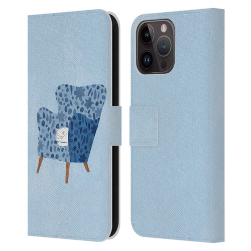 Planet Cat Arm Chair Cornflower Chair Cat Leather Book Wallet Case Cover For Apple iPhone 15 Pro Max