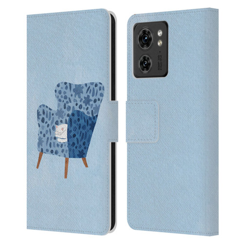 Planet Cat Arm Chair Cornflower Chair Cat Leather Book Wallet Case Cover For Motorola Moto Edge 40