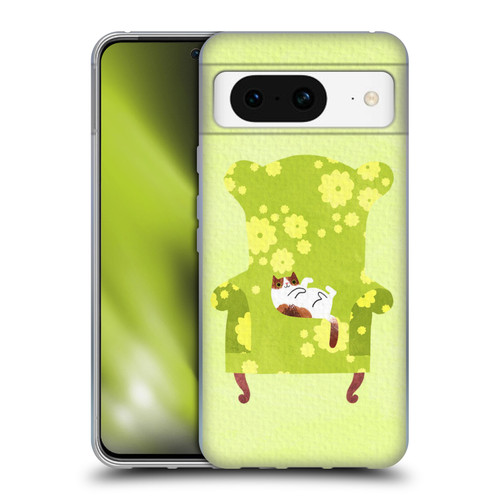 Planet Cat Arm Chair Lime Chair Cat Soft Gel Case for Google Pixel 8