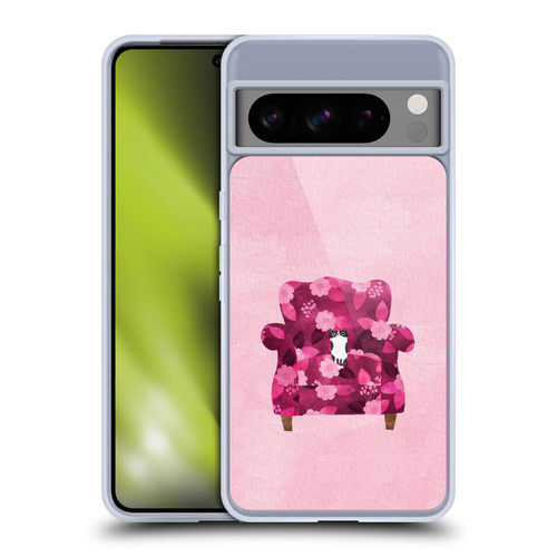 Planet Cat Arm Chair Raspberry Chair Cat Soft Gel Case for Google Pixel 8 Pro