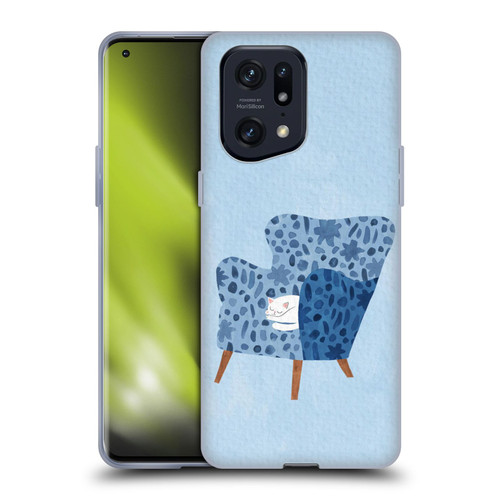 Planet Cat Arm Chair Cornflower Chair Cat Soft Gel Case for OPPO Find X5 Pro