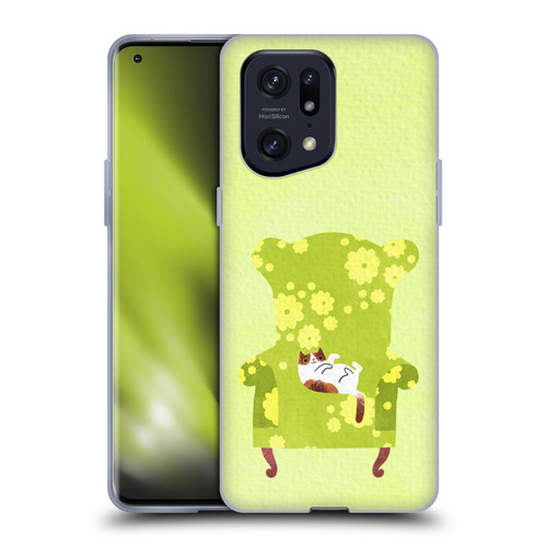 Planet Cat Arm Chair Lime Chair Cat Soft Gel Case for OPPO Find X5 Pro
