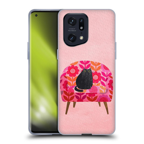 Planet Cat Arm Chair Red Chair Cat Soft Gel Case for OPPO Find X5 Pro