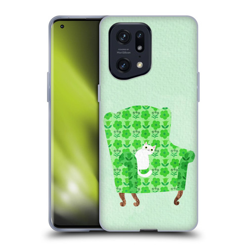 Planet Cat Arm Chair Spring Green Chair Cat Soft Gel Case for OPPO Find X5 Pro