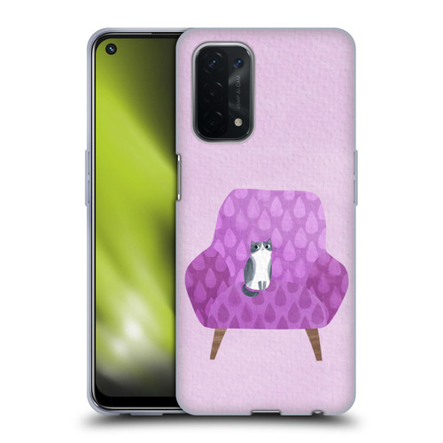 Planet Cat Arm Chair Lilac Chair Cat Soft Gel Case for OPPO A54 5G