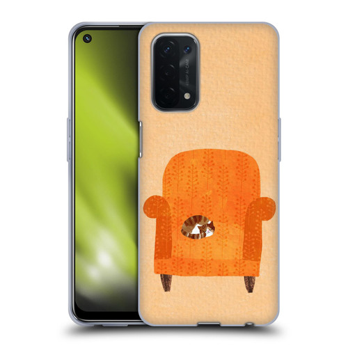 Planet Cat Arm Chair Orange Chair Cat Soft Gel Case for OPPO A54 5G