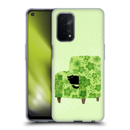 Planet Cat Arm Chair Pear Green Chair Cat Soft Gel Case for OPPO A54 5G
