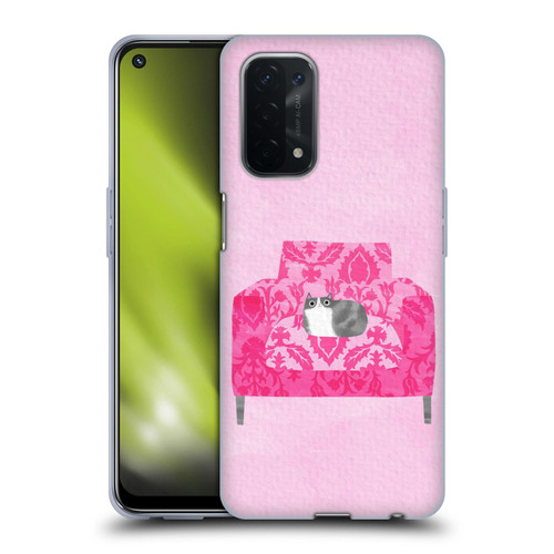 Planet Cat Arm Chair Rose Chair Cat Soft Gel Case for OPPO A54 5G