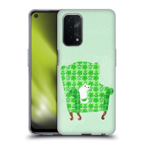 Planet Cat Arm Chair Spring Green Chair Cat Soft Gel Case for OPPO A54 5G