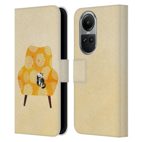 Planet Cat Arm Chair Honey Chair Cat Leather Book Wallet Case Cover For OPPO Reno10 5G / Reno10 Pro 5G