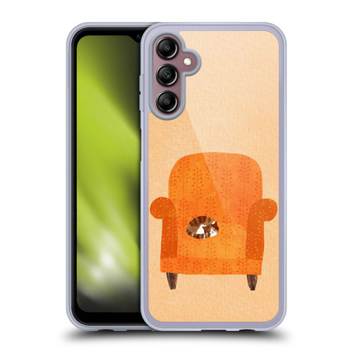 Planet Cat Arm Chair Orange Chair Cat Soft Gel Case for Samsung Galaxy A14 5G