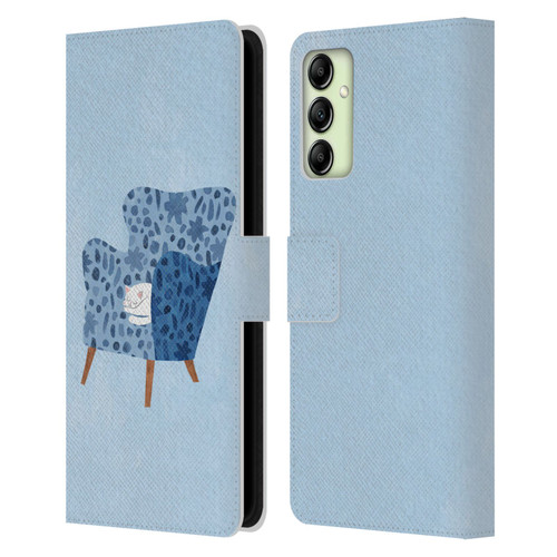 Planet Cat Arm Chair Cornflower Chair Cat Leather Book Wallet Case Cover For Samsung Galaxy A14 5G