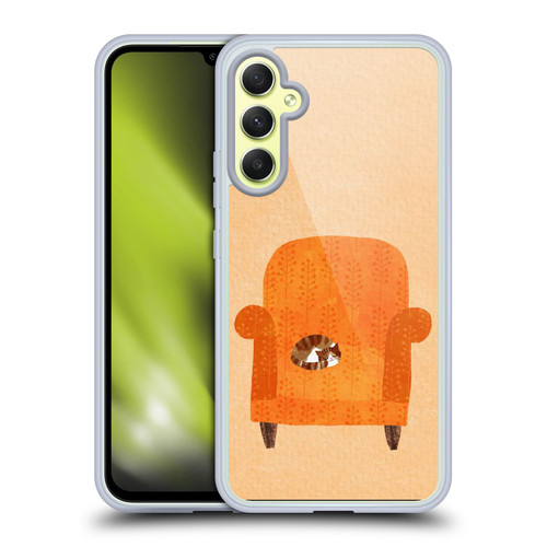 Planet Cat Arm Chair Orange Chair Cat Soft Gel Case for Samsung Galaxy A34 5G