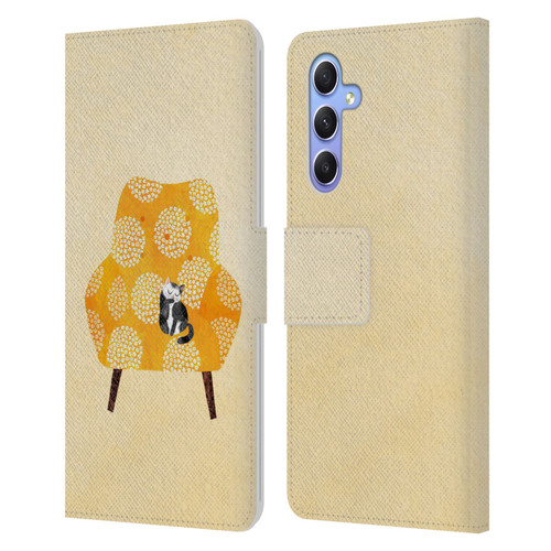 Planet Cat Arm Chair Honey Chair Cat Leather Book Wallet Case Cover For Samsung Galaxy A34 5G