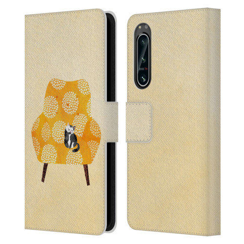 Planet Cat Arm Chair Honey Chair Cat Leather Book Wallet Case Cover For Sony Xperia 5 IV