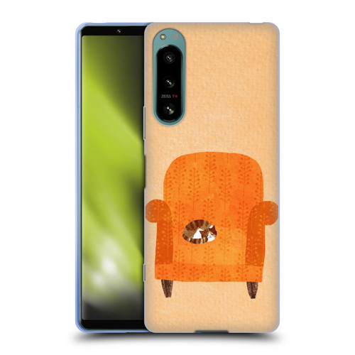 Planet Cat Arm Chair Orange Chair Cat Soft Gel Case for Sony Xperia 5 IV