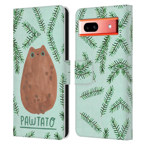 Planet Cat Puns Pawtato Leather Book Wallet Case Cover For Google Pixel 7a